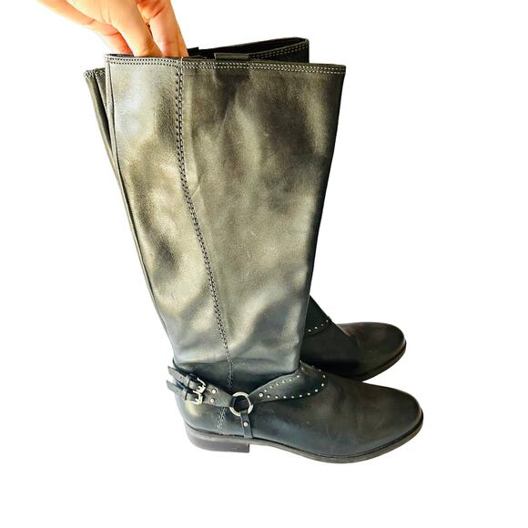 GEOX Repspira Alanis Dark Brown Black Leather Studded Riding Boots Shoes 39 - Picture 7 of 14